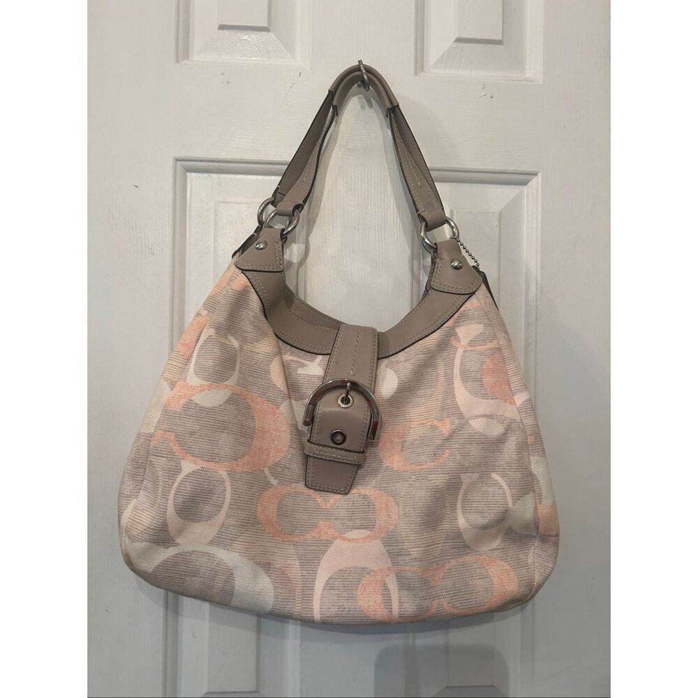 Coach MEDIUM F19193 Vintage Soho Lynn Gray Multicolor Signature C Canvas Hobo